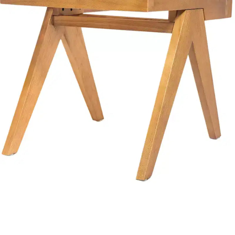 Sedia da pranzo senza braccioli Sepp in legno di Rubberwood e canna con gambe a V, confezione da 2 pezzi