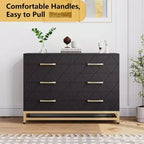 Comò Elegante Nero a 6 Cassetti con Maniglie Dorate - Dispositivo Antiribaltamento Perfetto per un Contenimento Sicuro e Spazioso
