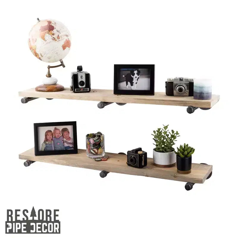 Mensole color legno sbiancato da 91 cm con staffe diritte