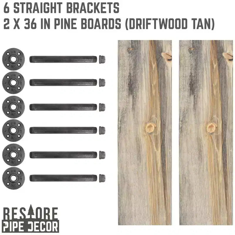 Mensole color legno sbiancato da 91 cm con staffe diritte