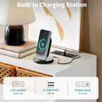 Cassettiera moderna a 4 cassetti con illuminazione ambientale, mobile contenitore multifunzionale con accesso all'alimentazione, 2 pezzi con spedizione in 2 colli