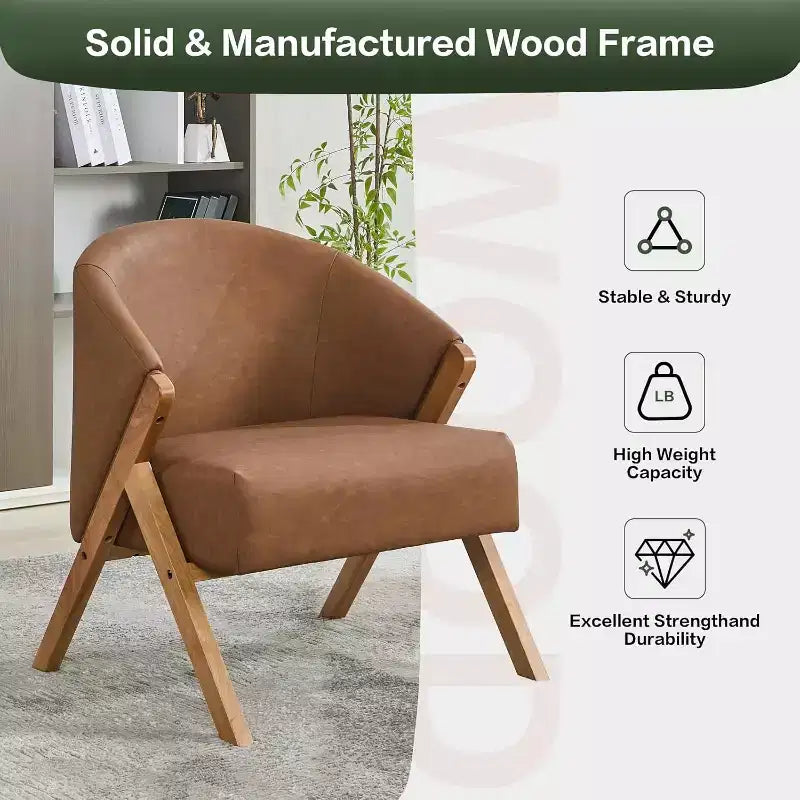 Poltrona in stile moderno, materiale PU, comoda sedia da lettura imbottita, poltrona senza braccioli, adatta per soggiorno e camera da letto