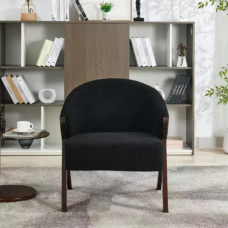 Poltrona in stile moderno, materiale PU, comoda sedia da lettura imbottita, poltrona senza braccioli, adatta per soggiorno e camera da letto