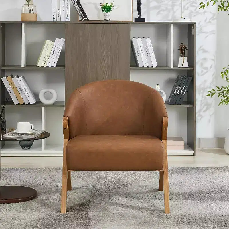 Poltrona in stile moderno, materiale PU, comoda sedia da lettura imbottita, poltrona senza braccioli, adatta per soggiorno e camera da letto
