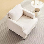 Poltrona in lino moderno di metà secolo, divano imbottito comodo con cuscino spesso e gamba, seduta profonda e nessun montaggio richiesto, per soggiorno, camera da letto