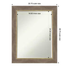 Specchio da Parete da Bagno Smussato in Legno Driftwood Tan Petite 28.75 x 22.75 pollici