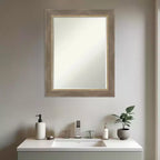 Specchio da Parete da Bagno Smussato in Legno Driftwood Tan Petite 28.75 x 22.75 pollici