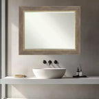 Specchio da Parete da Bagno Smussato in Legno Driftwood Tan Petite 28.75 x 22.75 pollici