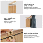 Cesto Portabiancheria in Bambù con Coperchio 104 Litri Cesto Portabiancheria Pieghevole in Legno Borsa Interna Lavabile Contenitore Slim per Camere da Letto Piccole Appartamenti Dormitori