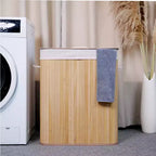 Cesto Portabiancheria in Bambù con Coperchio 104 Litri Cesto Portabiancheria Pieghevole in Legno Borsa Interna Lavabile Contenitore Slim per Camere da Letto Piccole Appartamenti Dormitori