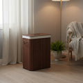 Bamboo Laundry Hamper with Lid 27.5 Gallon Folding Wooden Laundry Basket Washable Liner Bag Slim Storage for Small Bedrooms Apartments Dorms