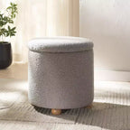 Pouf contenitore rotondo in bouclé Becka
