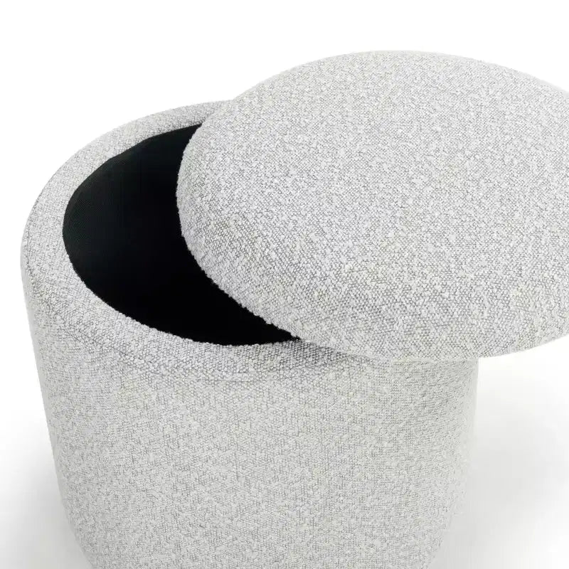 Pouf contenitore rotondo in bouclé Becka