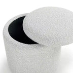 Pouf contenitore rotondo in bouclé Becka