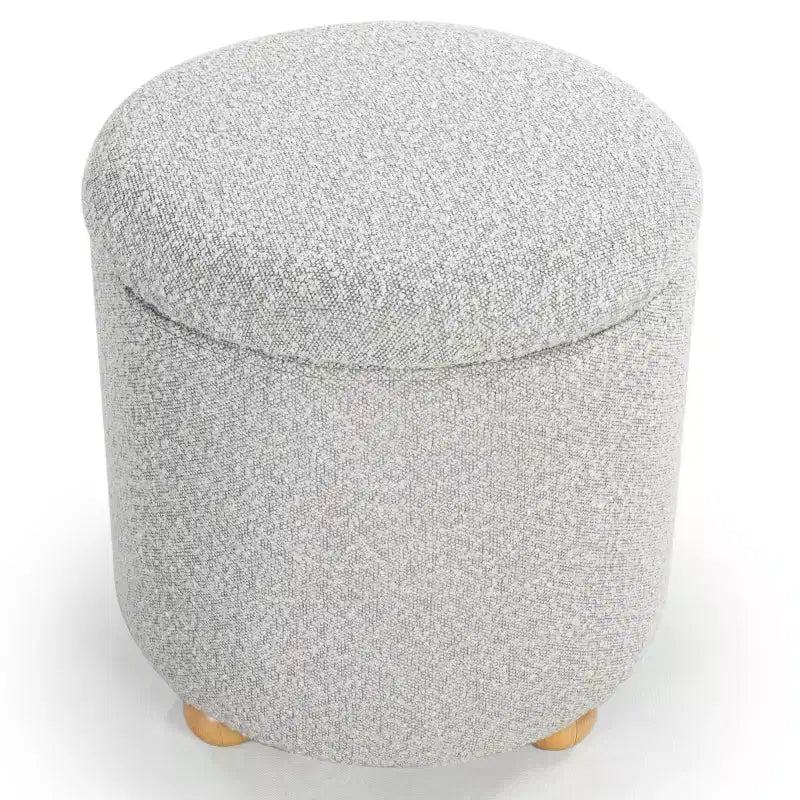 Pouf contenitore rotondo in bouclé Becka