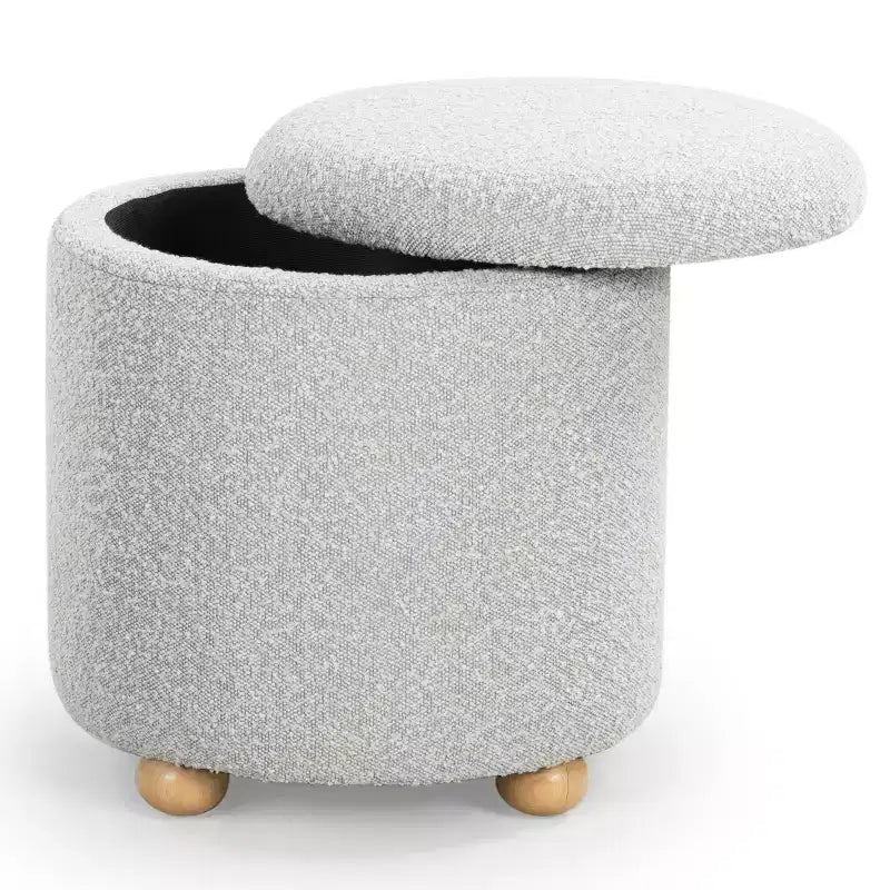 Pouf contenitore rotondo in bouclé Becka