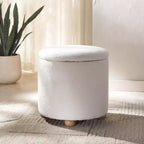 Pouf contenitore rotondo in bouclé Becka