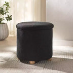 Pouf contenitore rotondo in bouclé Becka