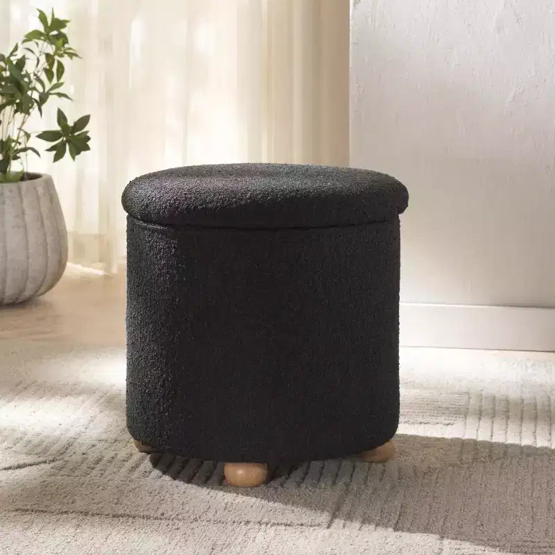 Pouf contenitore rotondo in bouclé Becka