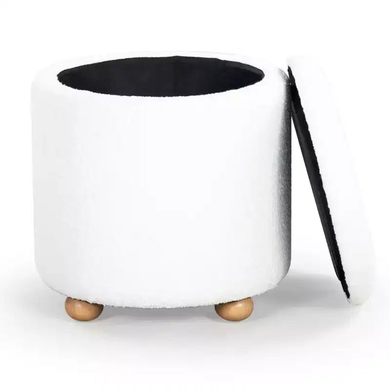 Pouf contenitore rotondo in bouclé Becka