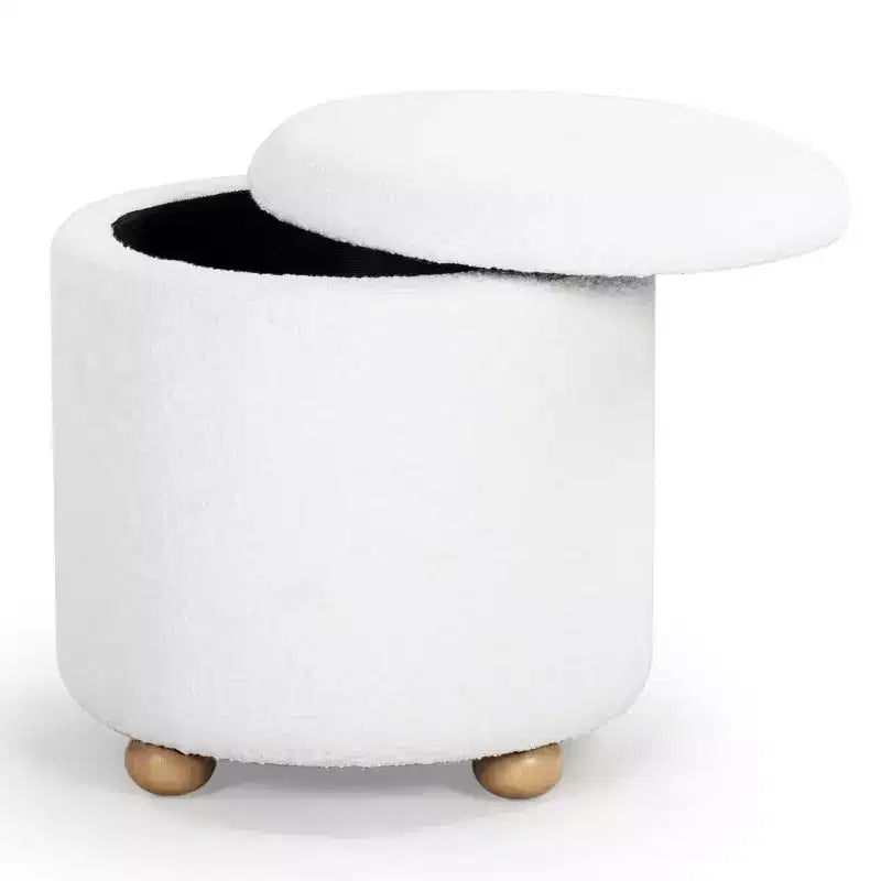 Pouf contenitore rotondo in bouclé Becka