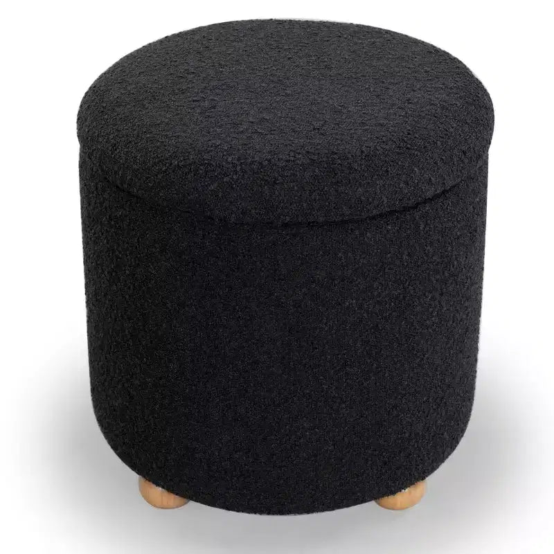 Pouf contenitore rotondo in bouclé Becka