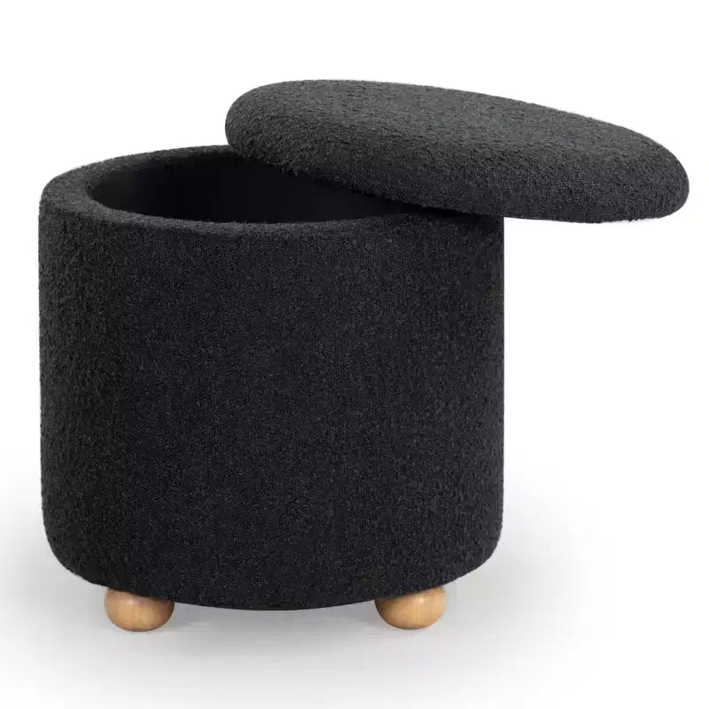 Pouf contenitore rotondo in bouclé Becka