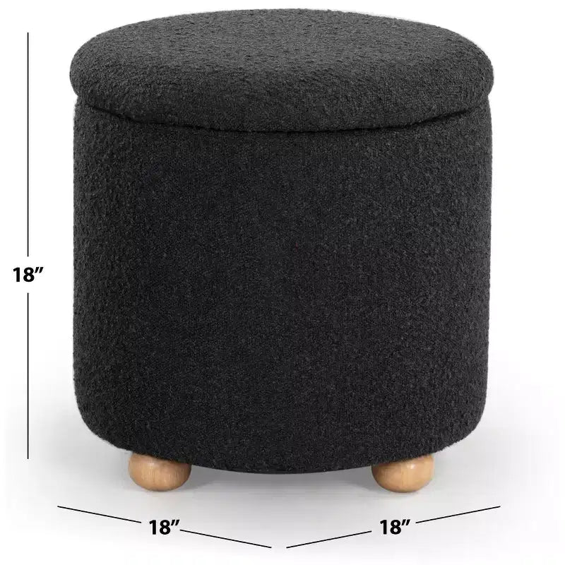 Pouf contenitore rotondo in bouclé Becka