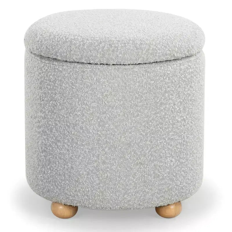 Pouf contenitore rotondo in bouclé Becka