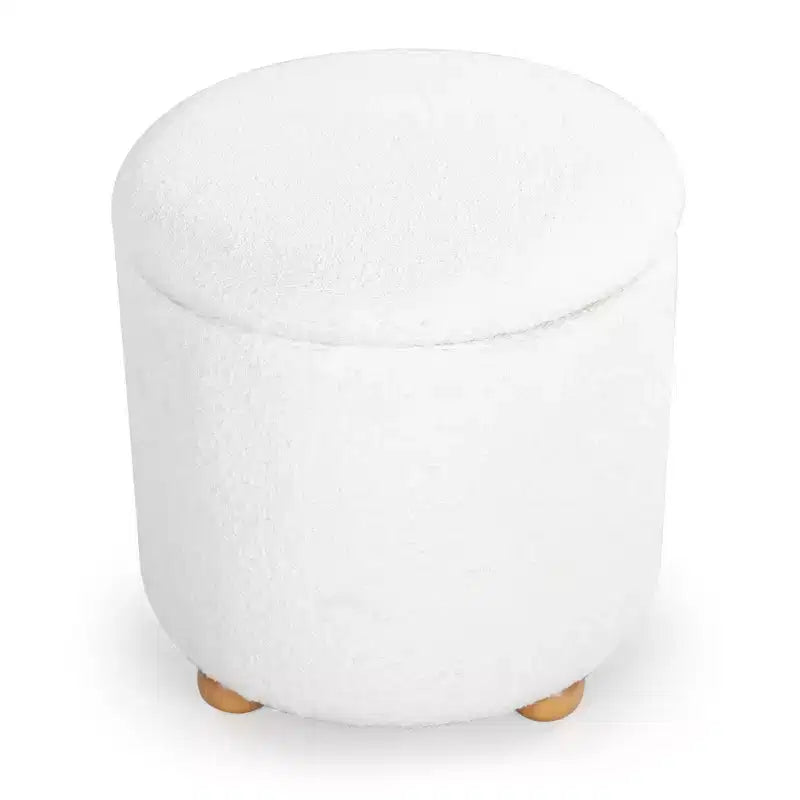 Pouf contenitore rotondo in bouclé Becka