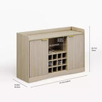 Mobile Bar per Vino da 47" con 9 Portabicchieri, Mobile Bar per Liquori/Caffè Scanalato con Contenitore per Sala da Pranzo, Credenza a Buffet per Soggiorno