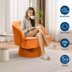 Poltrona girevole a 360° moderna, poltroncina in velluto con schienale a righe, cuscino imbottito per soggiorno