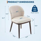 Sedie da pranzo moderne imbottite confezione da 2, schienale ergonomico, gambe robuste in legno, capacità 120 kg, comode sedute per cucina o ristorante, lino