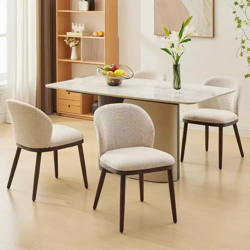 Sedie da pranzo moderne imbottite confezione da 2, schienale ergonomico, gambe robuste in legno, capacità 120 kg, comode sedute per cucina o ristorante, lino