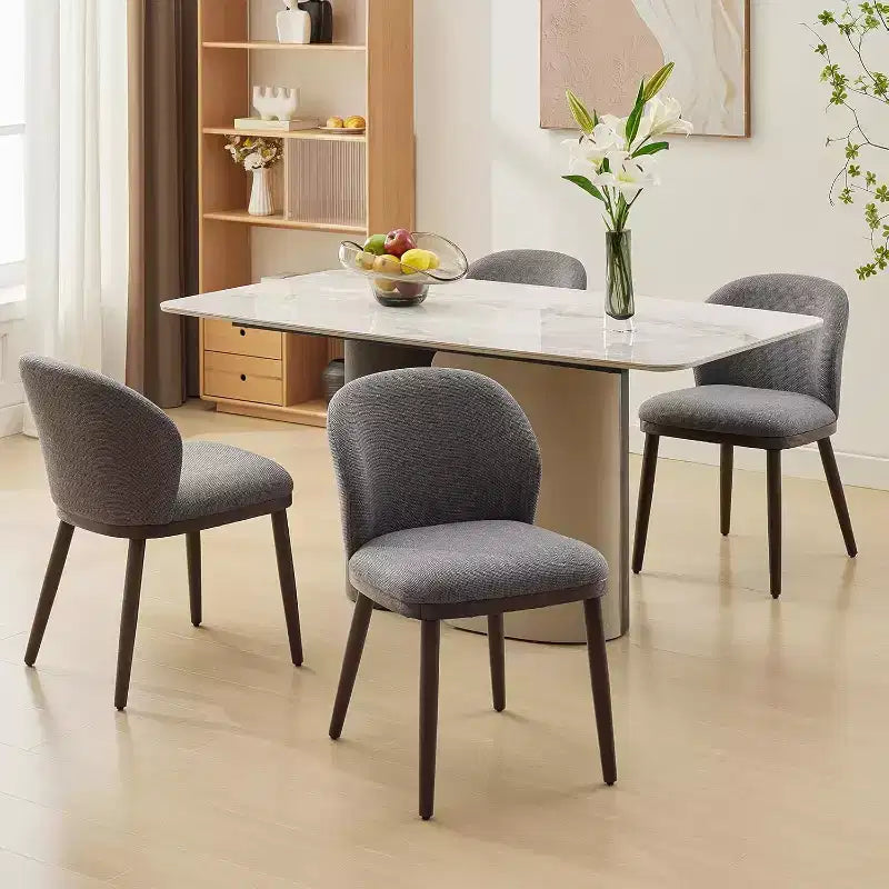 Sedie da pranzo moderne imbottite confezione da 2, schienale ergonomico, gambe robuste in legno, capacità 120 kg, comode sedute per cucina o ristorante, lino