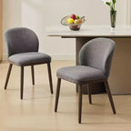 Modern Upholstered Dining Chairs Set of 2, Ergonomic Back, Sturdy Wood Legs, 265lbs Capacity, Comfortable Kitchen or Restaurant Seating, Linen