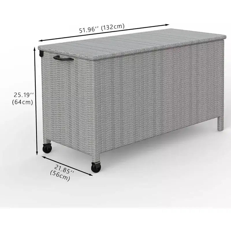 Cassa per esterni in vimini da 125 galloni, Contenitore da giardino impermeabile per tutte le stagioni con finitura in rattan PE e telaio in acciaio, per cuscini, attrezzi da giardino