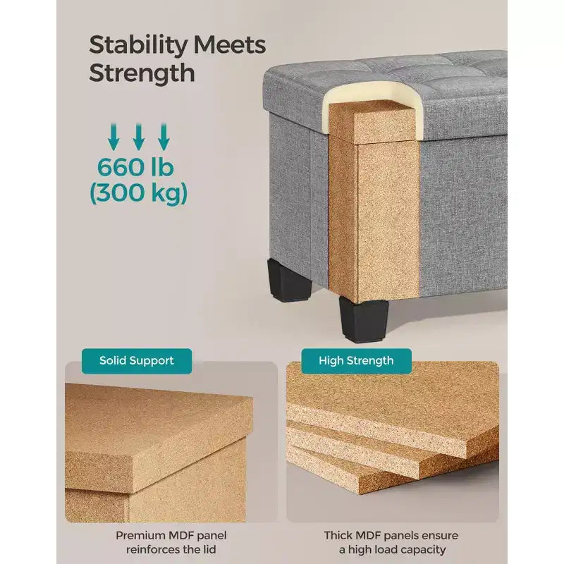 Pouf Contenitore con Vassoio, Poggiapiedi in Similpelle con Spazio Interno