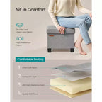 Pouf Contenitore con Vassoio, Poggiapiedi in Similpelle con Spazio Interno