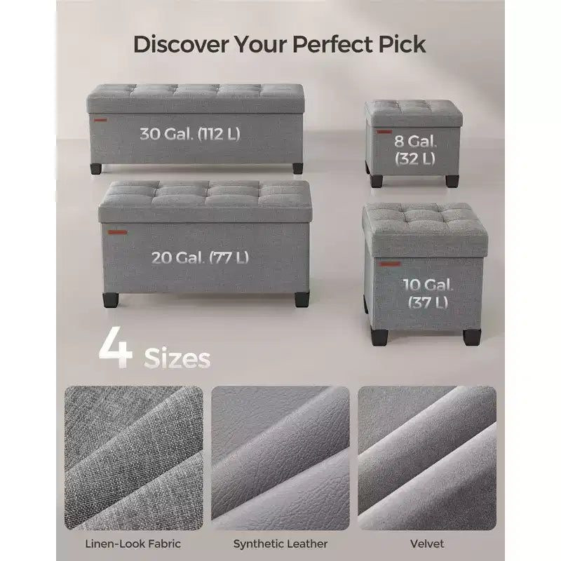 Pouf Contenitore con Vassoio, Poggiapiedi in Similpelle con Spazio Interno