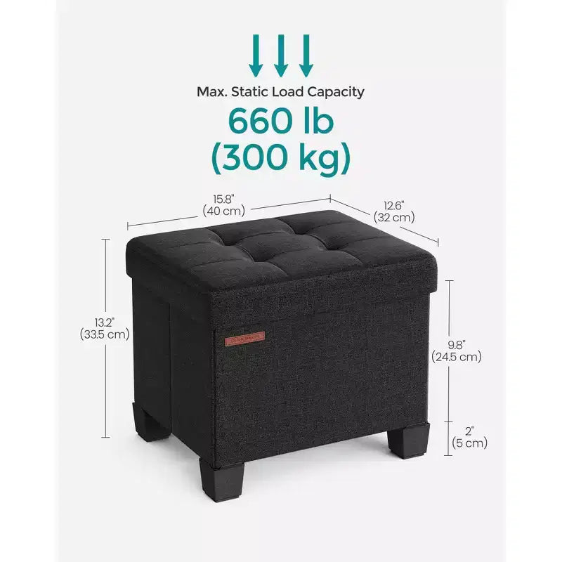 Pouf Contenitore con Vassoio, Poggiapiedi in Similpelle con Spazio Interno