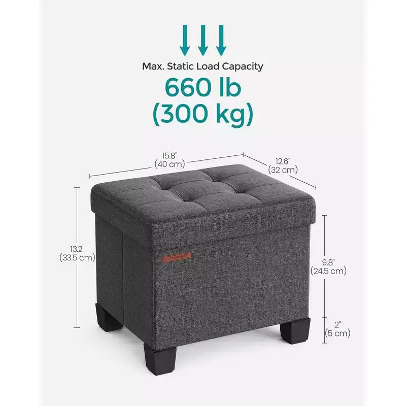 Pouf Contenitore con Vassoio, Poggiapiedi in Similpelle con Spazio Interno