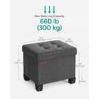 Pouf Contenitore con Vassoio, Poggiapiedi in Similpelle con Spazio Interno