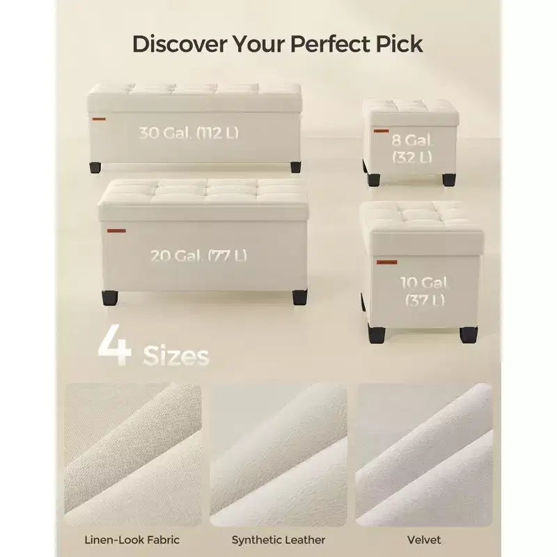Pouf Contenitore con Vassoio, Poggiapiedi in Similpelle con Spazio Interno