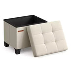 SONGMICS Storage Ottoman, Small Ottoman Foot Rest with Legs, 12.6 x 15.8 x 13.2 Inches, Ottoman with Storage, Load up to 660 lb