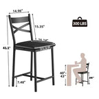 2 sgabelli da bar ad altezza bancone, sedili rivestiti in pelle PU con struttura in metallo a X, eleganti sedie da cucina e sala da pranzo