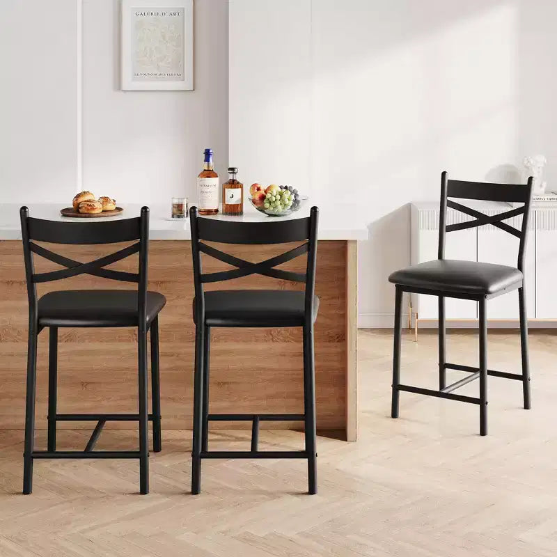 2 sgabelli da bar ad altezza bancone, sedili rivestiti in pelle PU con struttura in metallo a X, eleganti sedie da cucina e sala da pranzo