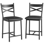 2 sgabelli da bar ad altezza bancone, sedili rivestiti in pelle PU con struttura in metallo a X, eleganti sedie da cucina e sala da pranzo