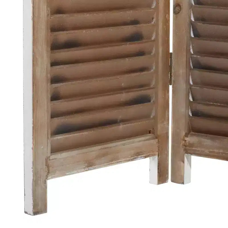 Paravento Divisorio in Legno Rustico Crema