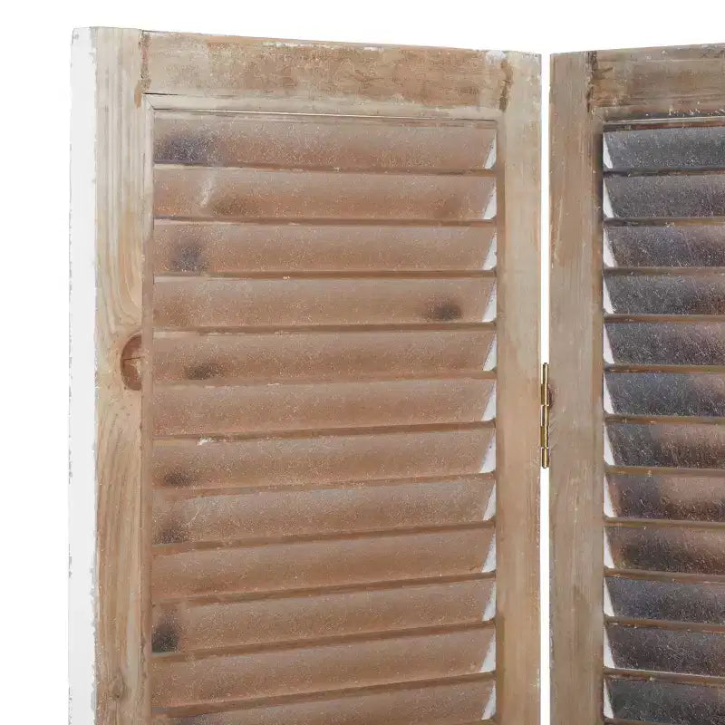 Paravento Divisorio in Legno Rustico Crema